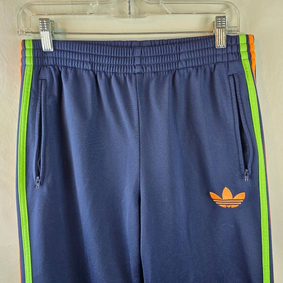 Adidas Originals Sweatpants Mens Small Blue Track Pants Neon Stripe Trefoil Logo - Picture 2 of 12